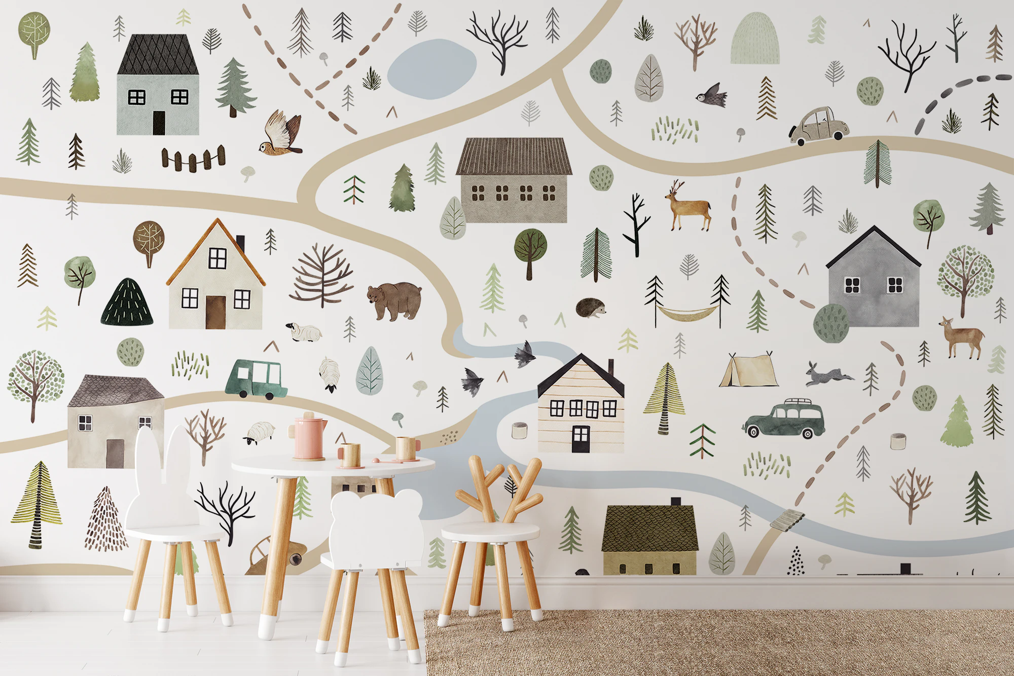 wallpaper-wall-kids-room-children-bedroom-village-nature-map-animals