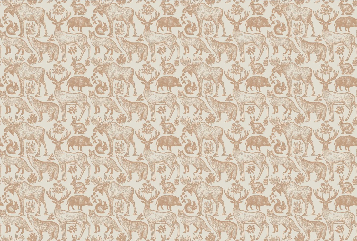 wallpaper-design-vintage-style-forest-animals-brown